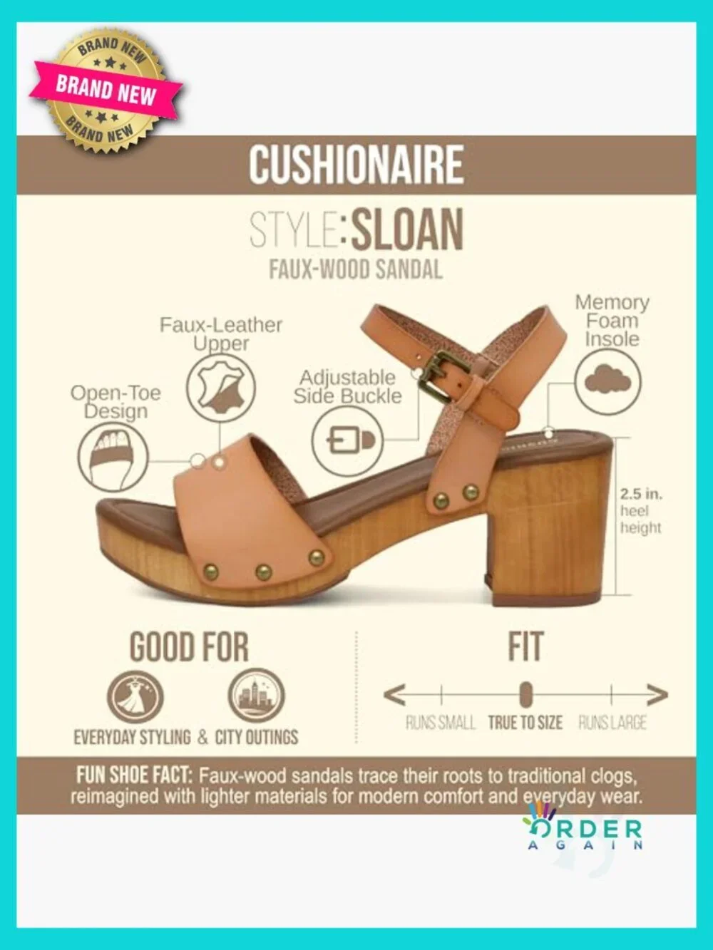 Wedge Sandal with Memory Foam Insole Adjustable Strap Block Heel Open Toe